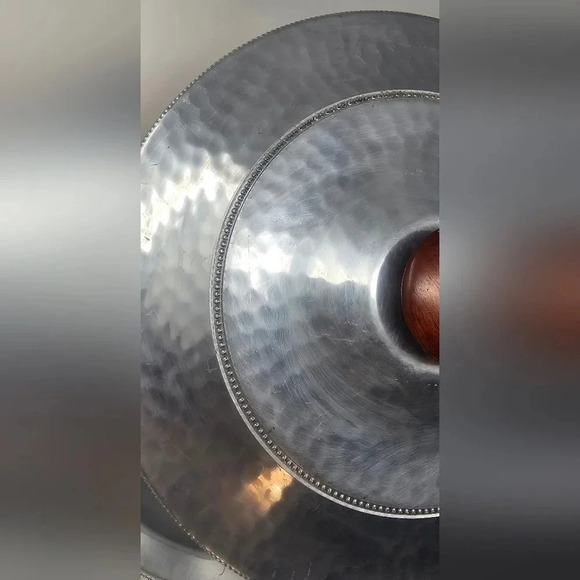 Vintage MCM aluminum Covered Casserole Serving Dish Wood Knob Buenilum Chafing - Picture 5 of 12